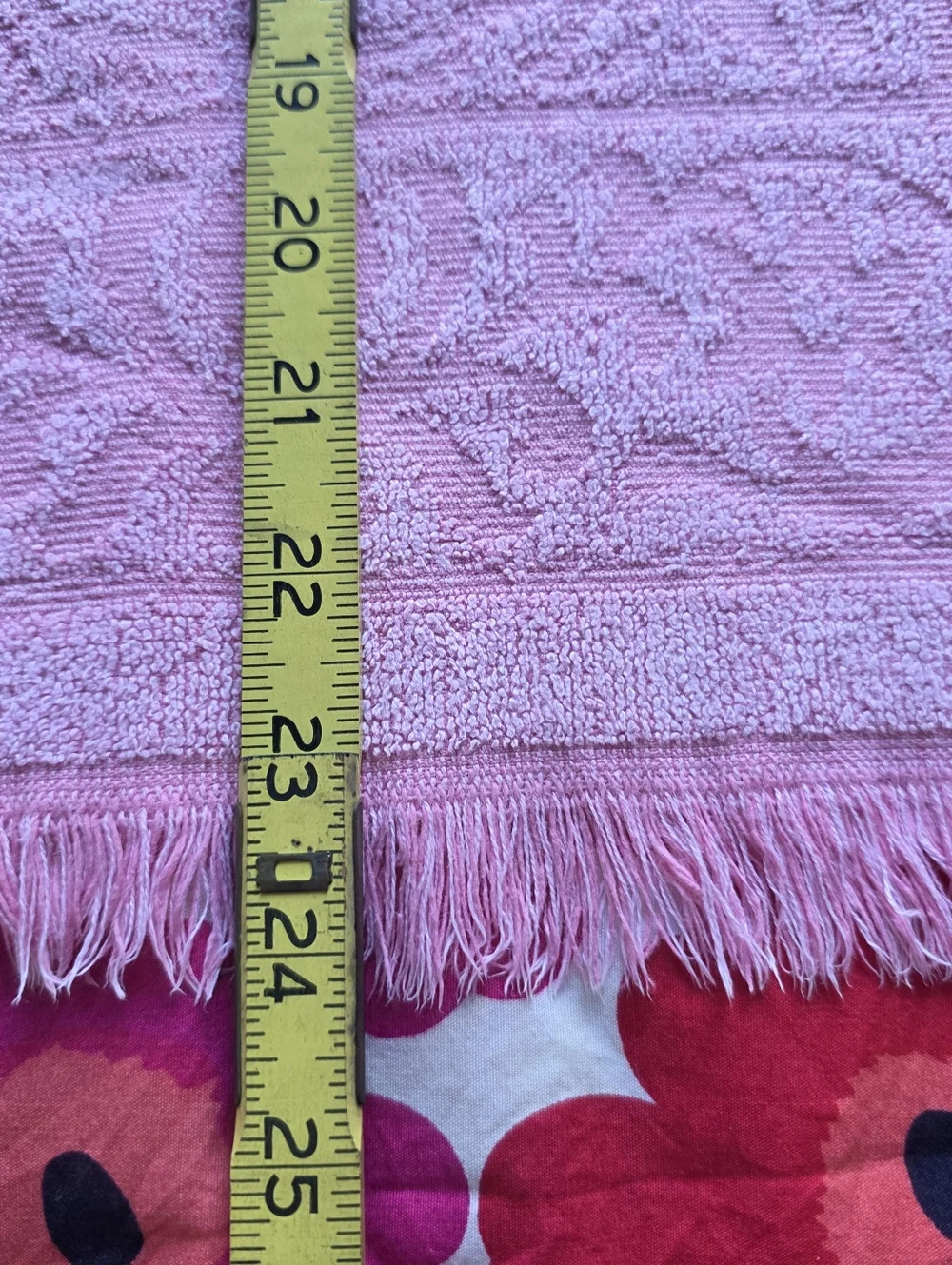 Vintage Sears Hand Towel Bubblegum Pink Fringed Bath Towel 1950 1960 Decor